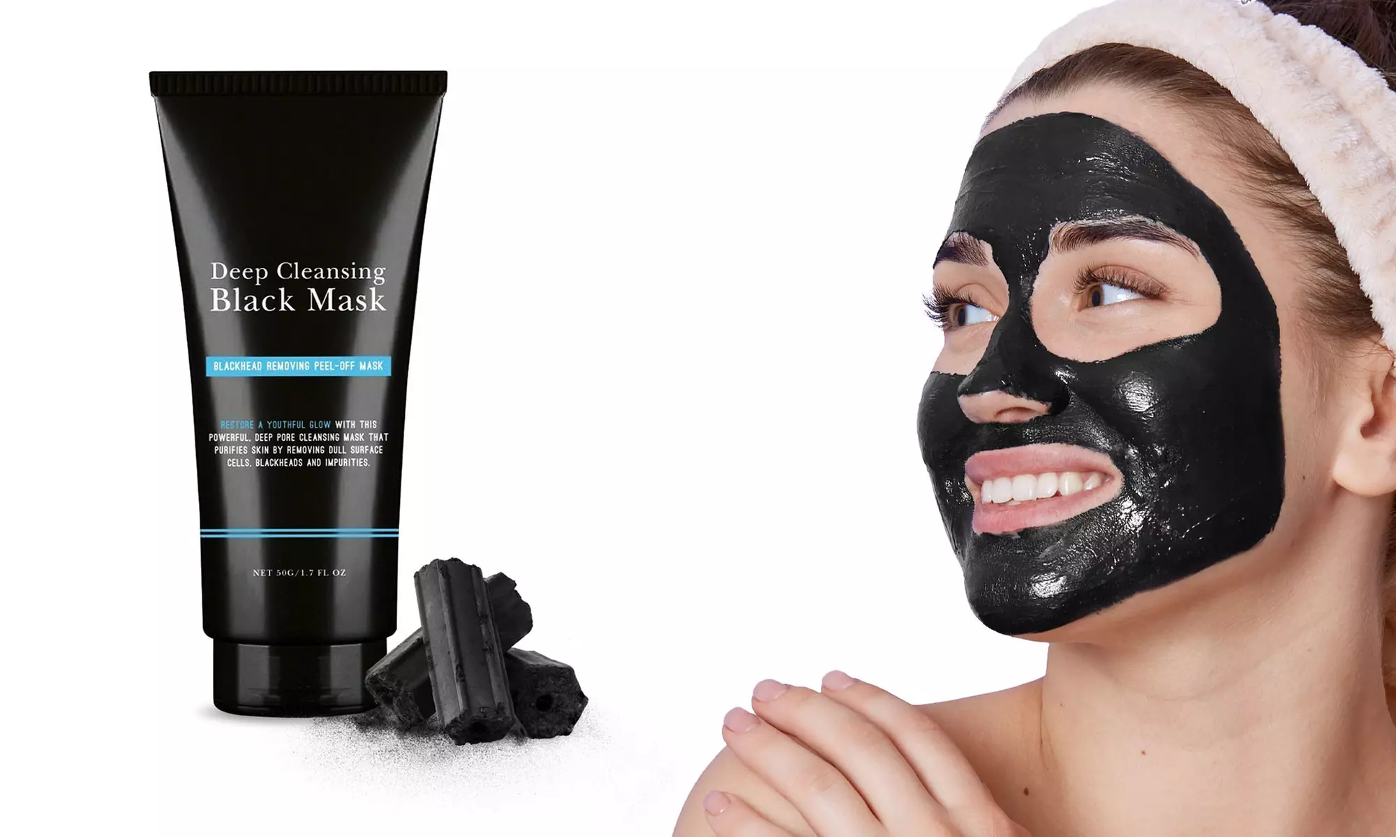 1, 2 ou 3 masques noirs anti-points noirs au charbon actif pour le visage - Primary Image