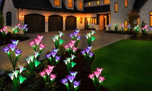 Four-Pack of Lily Flower Outdoor Solar Garden Lights