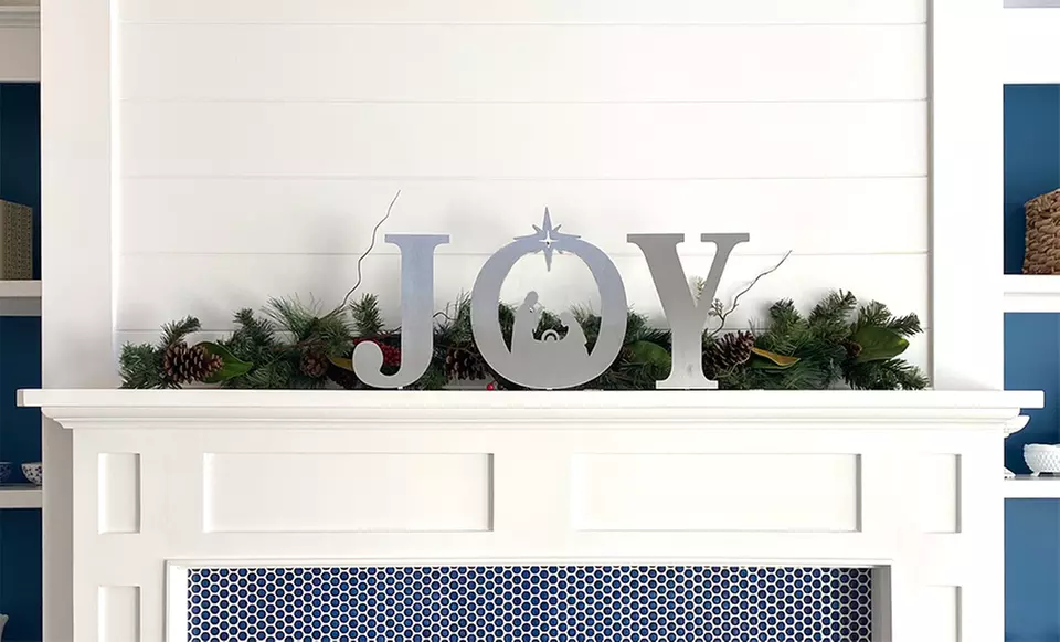 Custom Metal Stand Up JOY Nativity  from Rusted Orange (Up to 69% Off). Three Options Available. - Primary Image