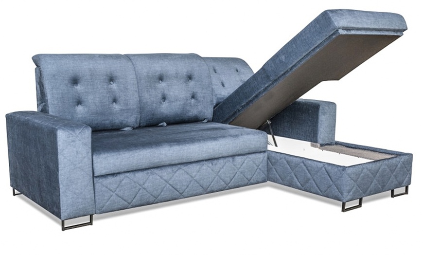 Image 5: L-Shape Corner Ottoman Storage Sofa Bed