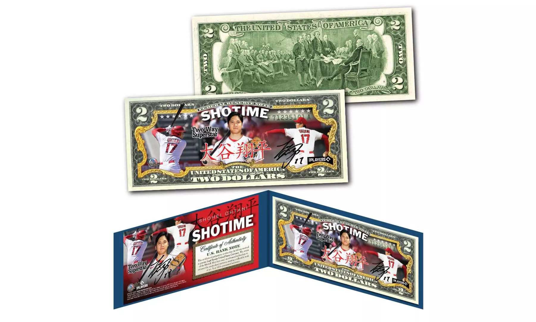 Shohei Ohtani* Shotime * Rare Japanese Version Officially Licensed 2 Dollar Bill - Primary Image