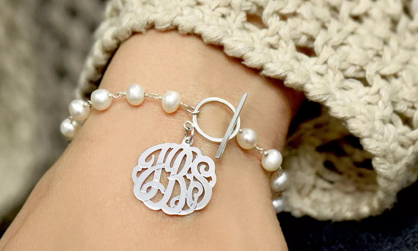 Freshwater Pearl Bracelet with Custom Monogram from Monogram Online from $34.99–$39.99 - Second Medium