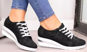 Women's Wedge Hollow Breathable Platform Trainers