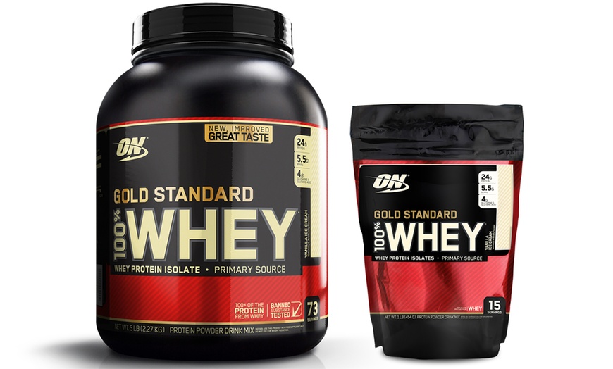 Optimum Nutrition Gold Standard 100% Whey 5lb. and Free 1lb. Protein ...