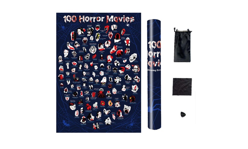 Image 10: 100 Horror Movies Bucket List Scratch Off Poster