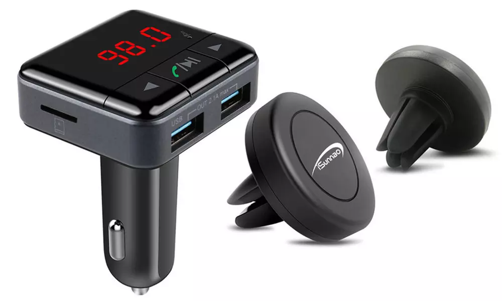iSunnao Wireless Bluetooth 4.1 FM Transmitter with Hands-Free Car Kit - Primary Image