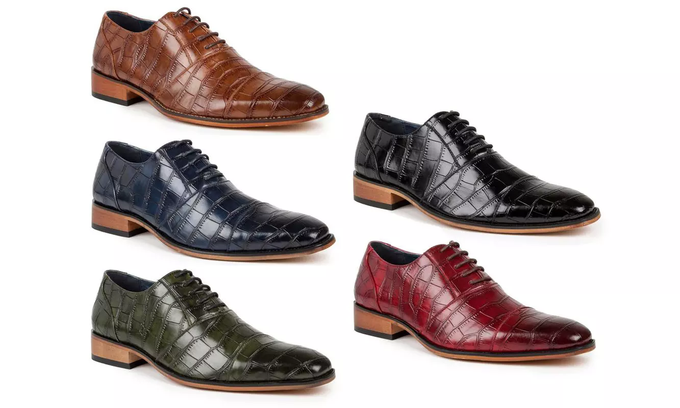 Signature Men's Croc-Embossed Lace Dress Shoes - Primary Image