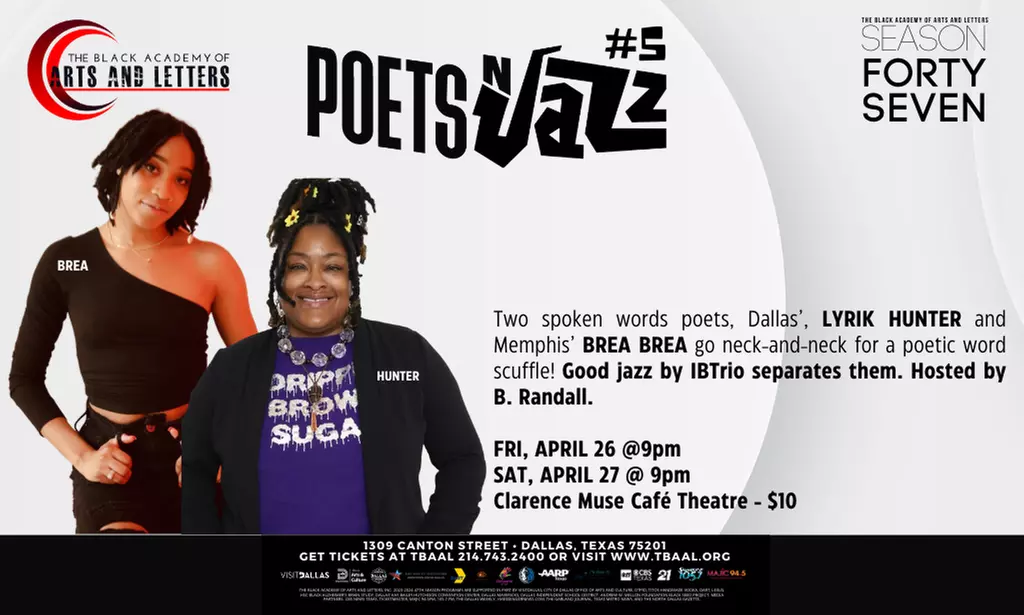 Poets N' Jazz #5 - Featuring LYRIK HUNTER on April 26 and 27 at 9:00 p.m. - Primary Image