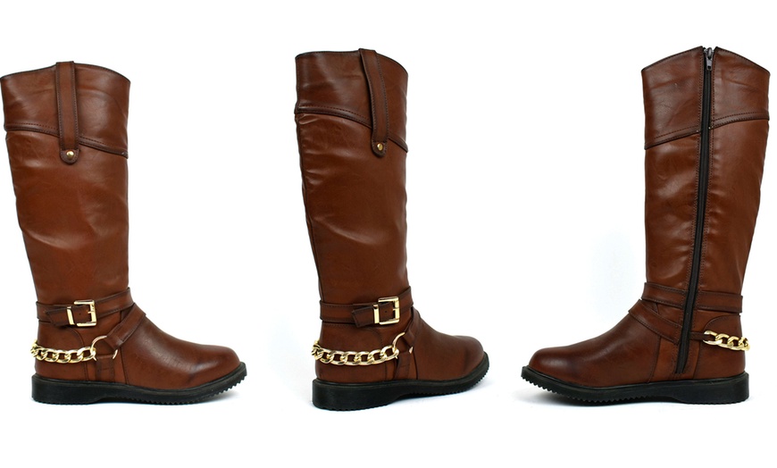 Image 5: Buckle Chain Zip Boots