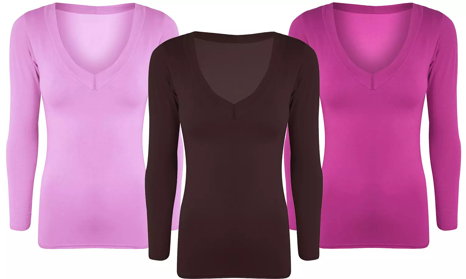 Haut à manches longues et col en V, pour femme - Primary Image