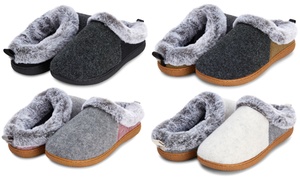 Floopi Women's Two Tone Felt and Faux Fur House Slippers