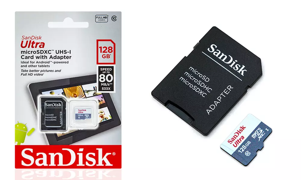Carte Micro SD 128GB et adaptateur de Sandisk - Primary Image