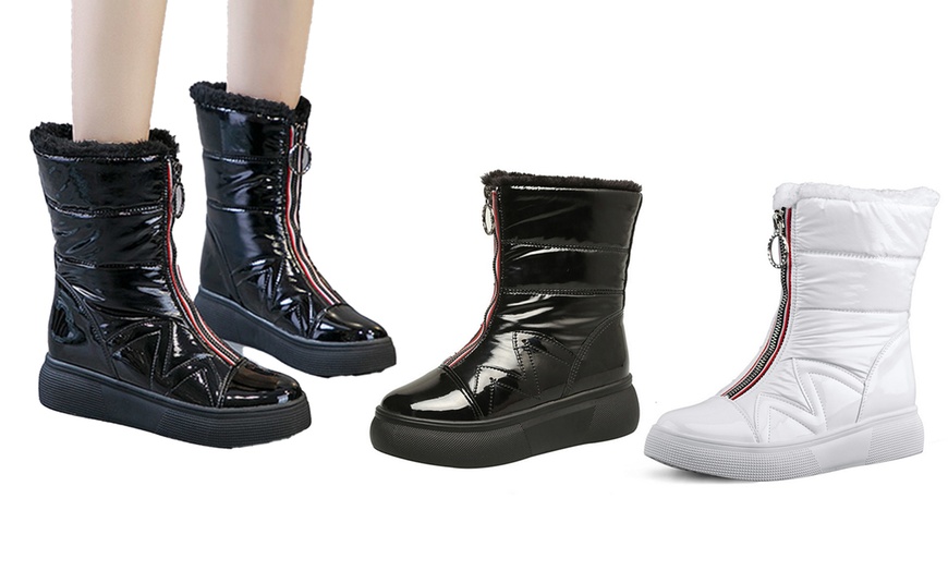 Image 1: Women's Zip Front Snow Boots