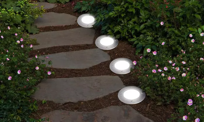 Solar Powered Round In-Ground LED Deck Light - Primary Image