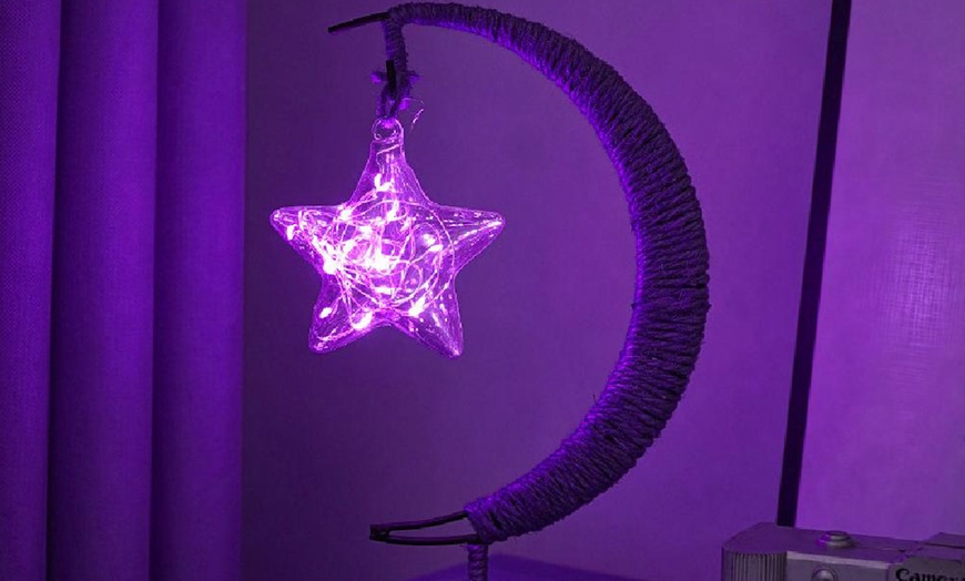 Image 25: LED Half-Moon Rattan Ball Lamp