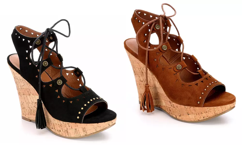 Eva & Zoe Women's Valencia Open-Toe Wedge Shoes - Primary Image