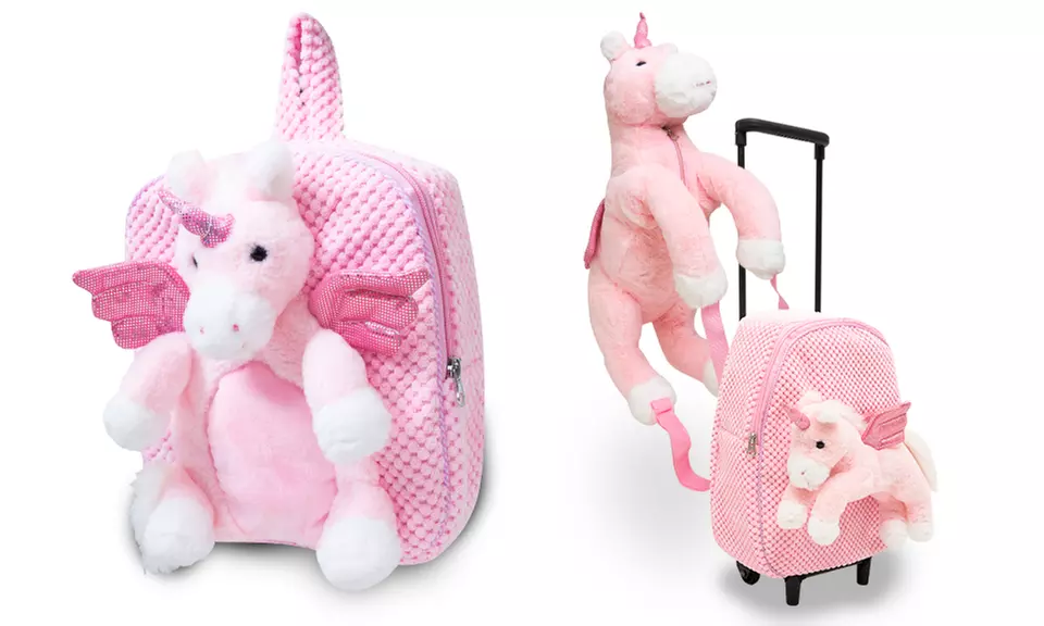 Sac à dos à roulette peluche licorne - Primary Image