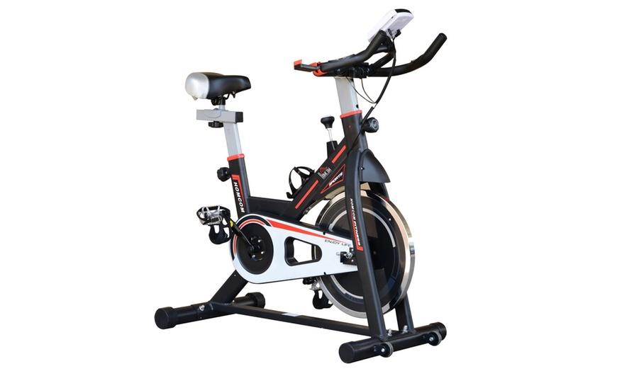 Image 1: HomCom Flywheel Exercise Bike