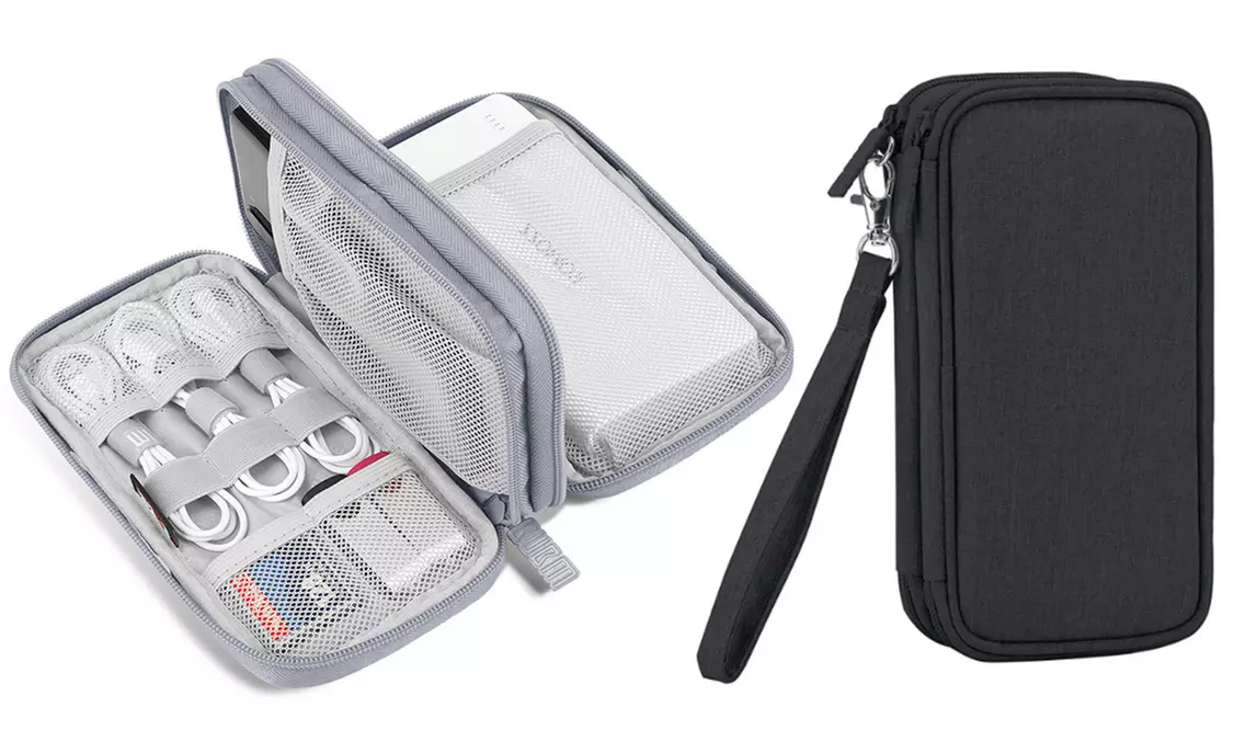 One or Two Double-Layer Cable Storage Bags - Primary Image