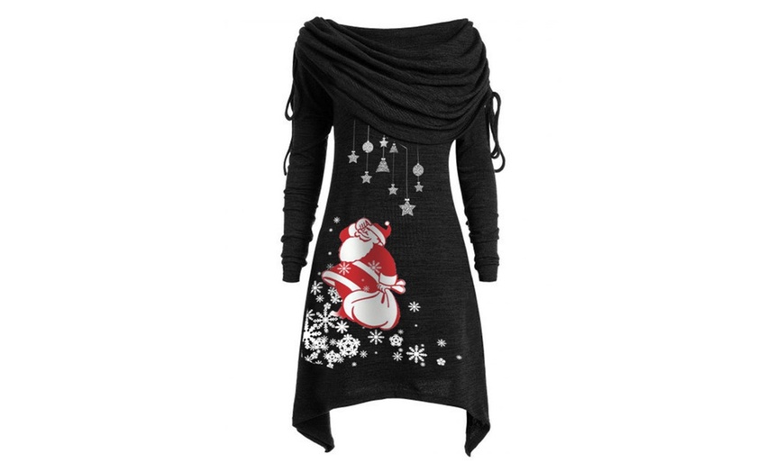 Image 2: Christmas Santa Ruched Tunic Tops