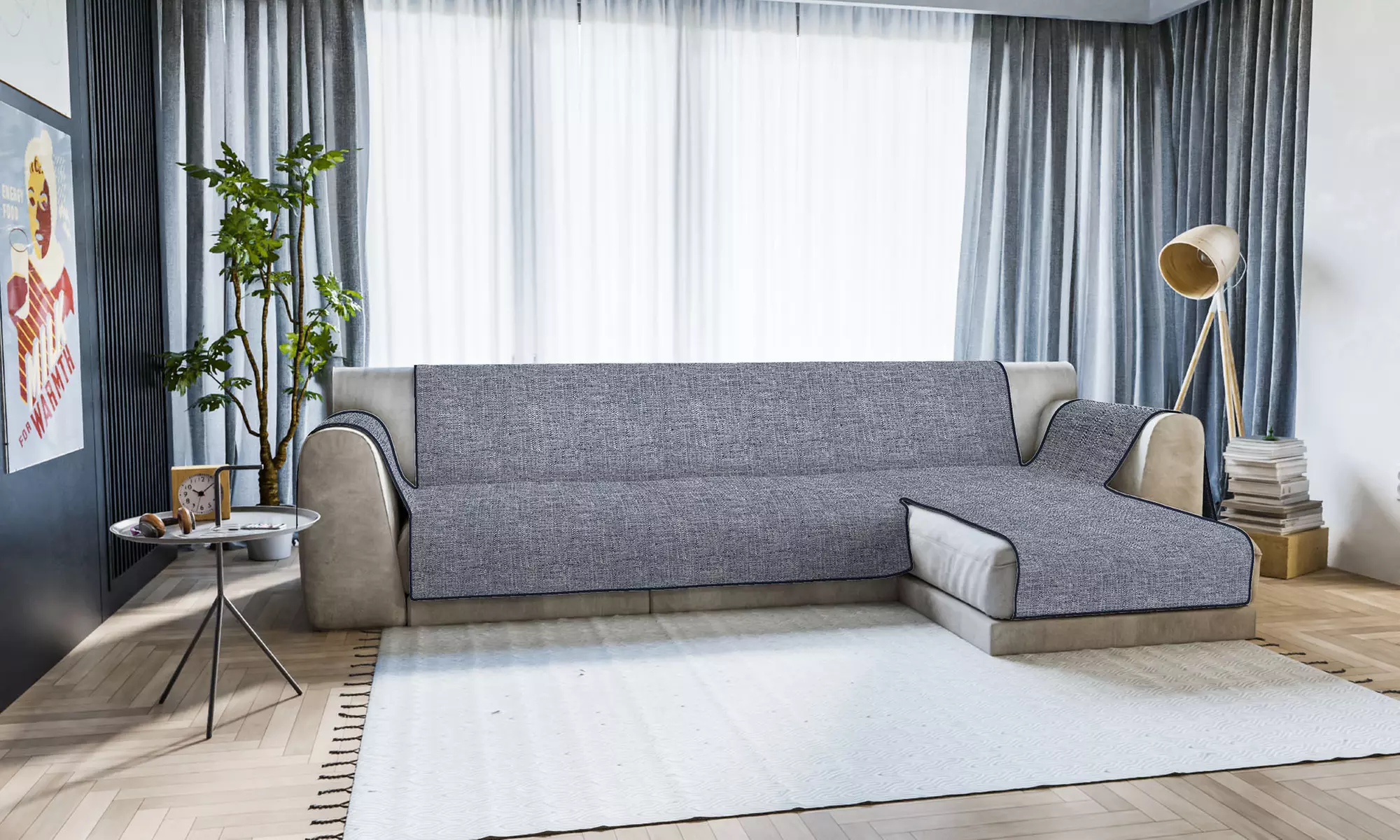 Copridivano antiscivolo con penisola