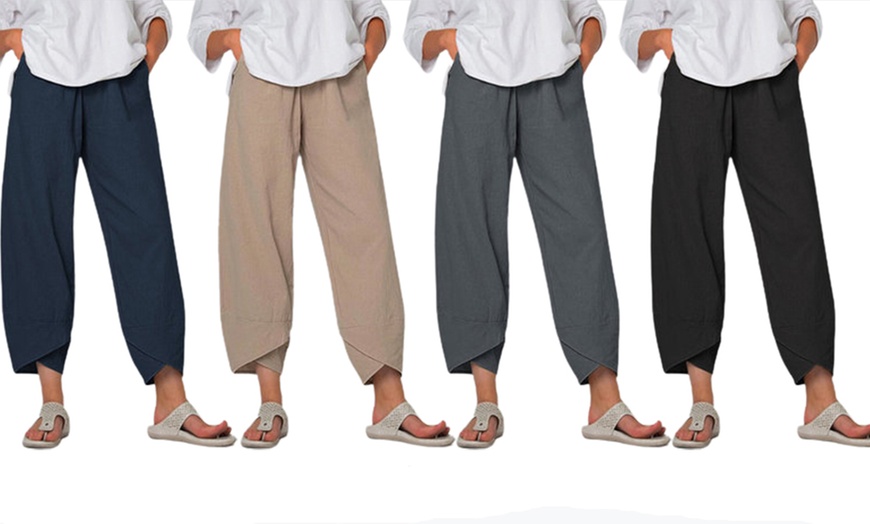 Image 1: Women's Elastic Waist Loose Pants