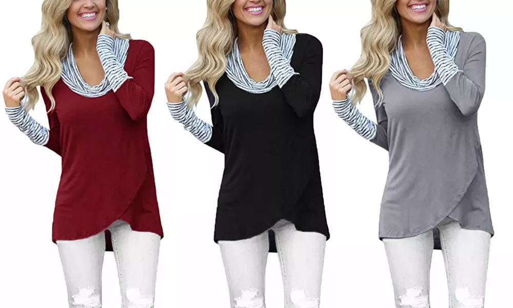 Leo Rosi Women's Shelly Cowl Neck Top. Plus Sizes Available. - Primary Image