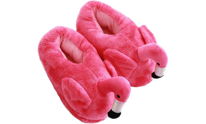 Image 10: Flamingo Plush Slippers