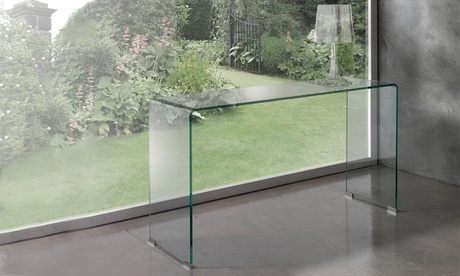 Consolle o scrivanie in vetro curvato, disponibili in 3 modelli