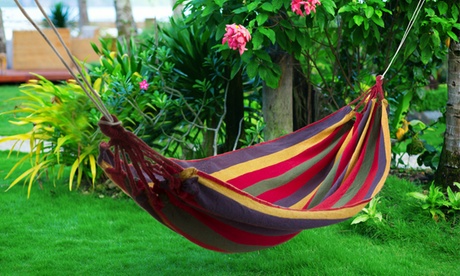 Hamac rayé en polyester 190D avec cordes de suspension