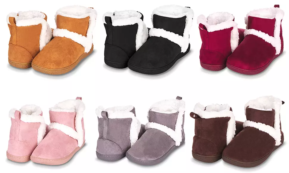 Floopi Women's Indoor/Outdoor Sherpa Fur Lined Bootie Slippers with Memory Foam - Primary Image