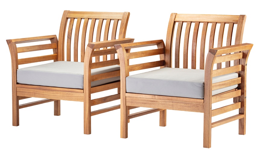 Image 5: Acacia Four-Piece Garden Sofa Set