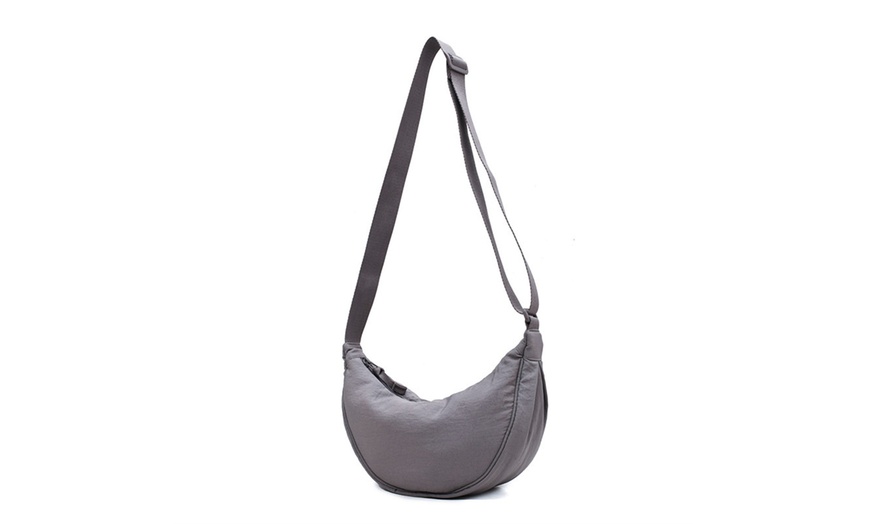 Image 16: Soft Crescent-Shaped Crossbody Shoulder Bag