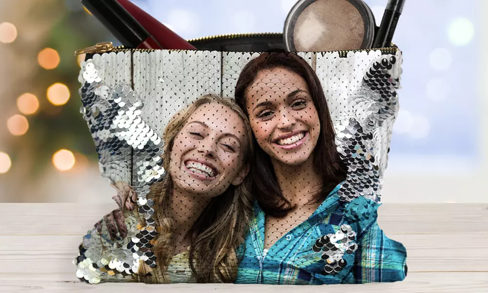 One or Two Personalized Photo Flip Sequin Makeup Bags from Monogram Online (Up to 75% Off) - Second Medium