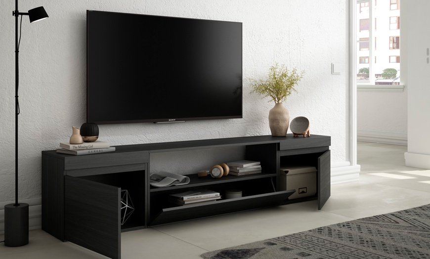 Image 19: Modernes TV-Lowboard (200cm) - Wahlweise mit 3D-Elektrokamin oder extra Stauraum