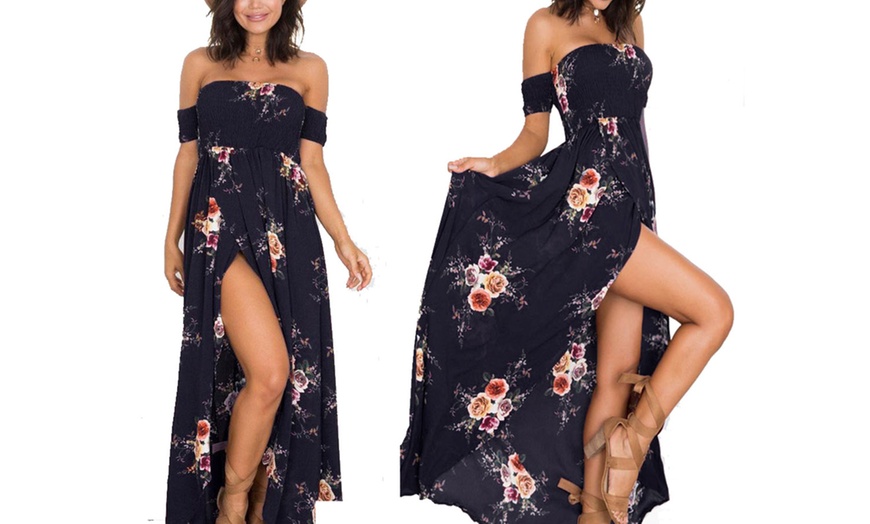 Image 2: Floral Off-Shoulder Maxi Dress