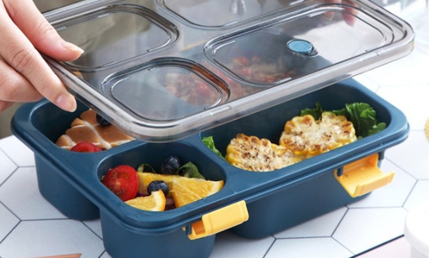 Image 4: Portable Microwaveable Lunch Box with Cutlery