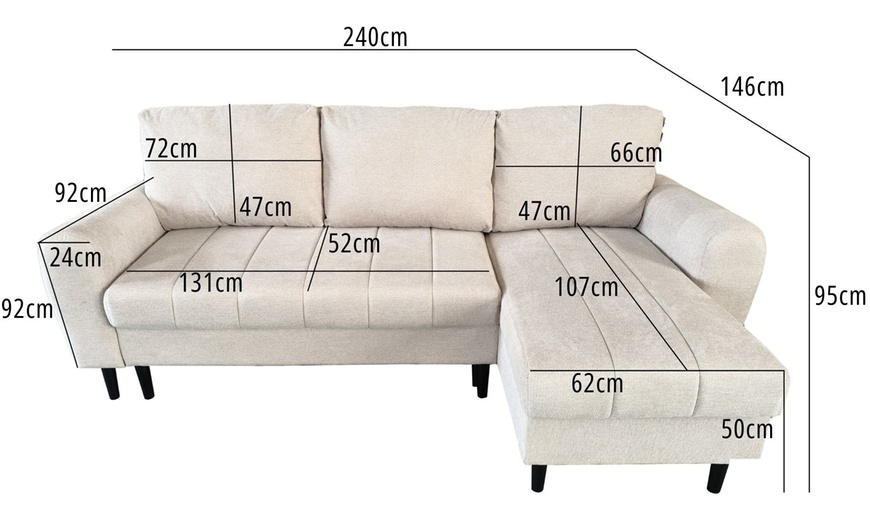 Image 31: DS Living Sienna 3 Seater Corner Sofa Bed with Storage