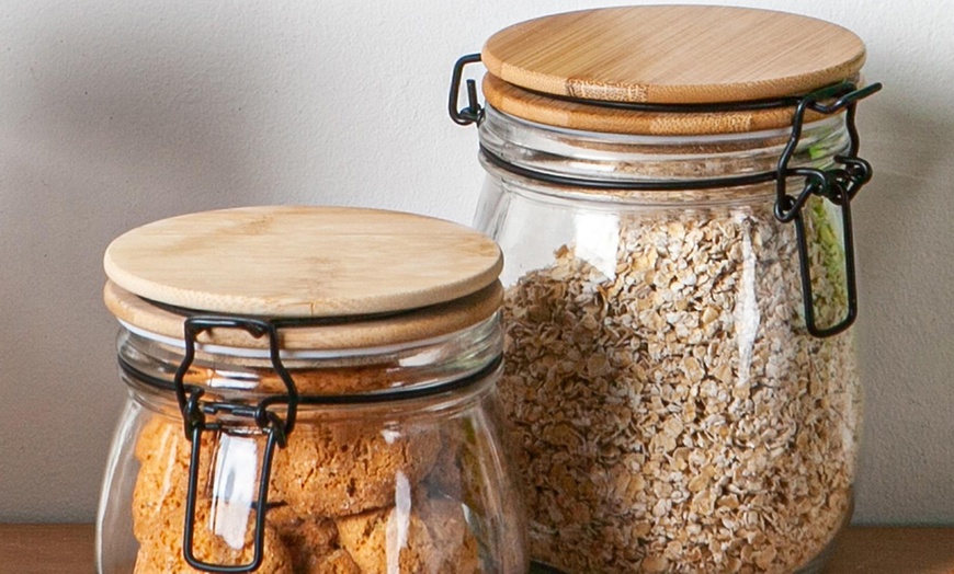 Image 10: Wooden Clip Lid Storage Jar