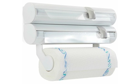 Dispenser 3 in 1 porta rotoli per pellicole e rotolo da cucina