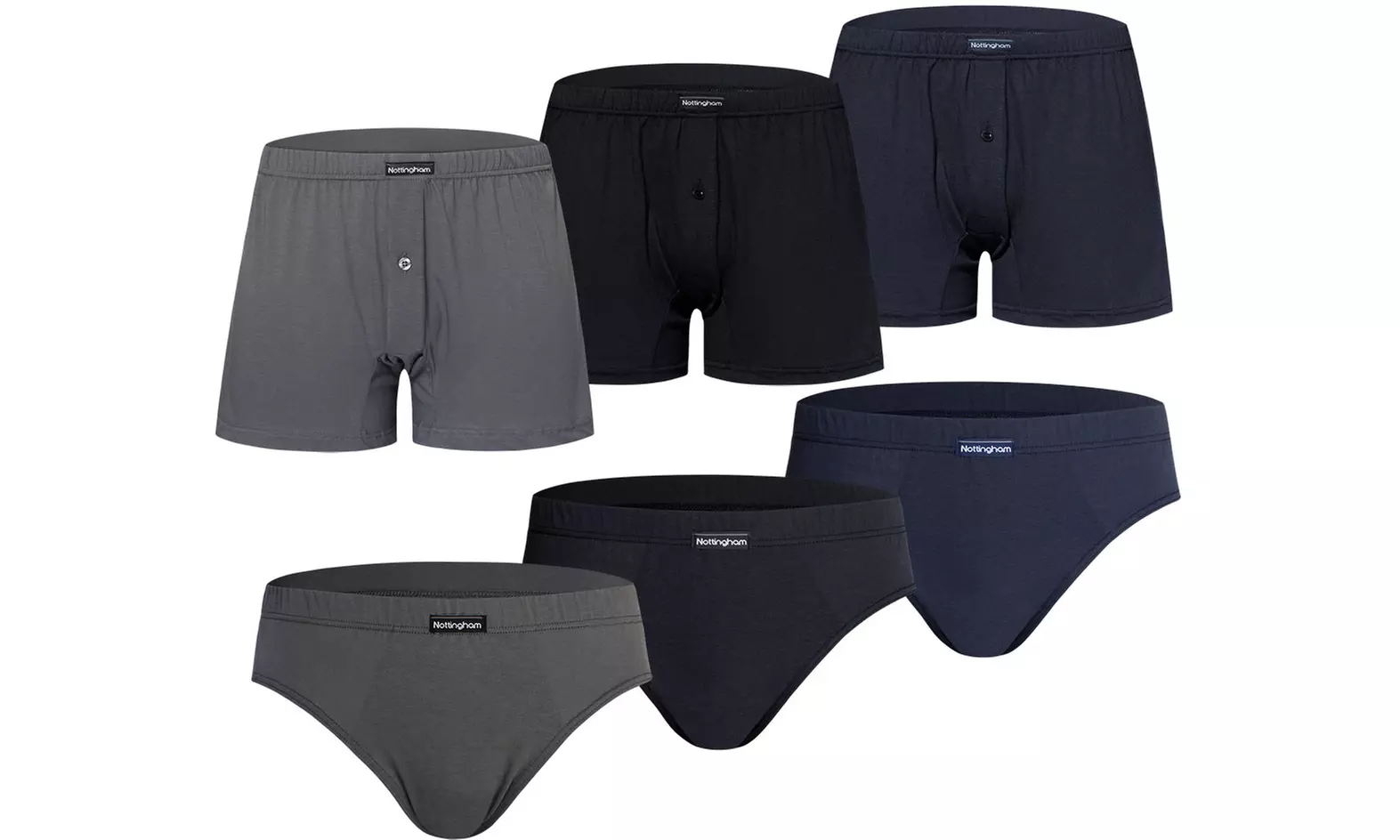 Set da 3, 6 o 12 slip o boxer da uomo Nottingham