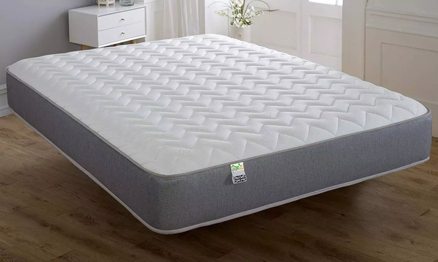 Grey Memory Sprung Open Coil Zig-Zag Mattress
