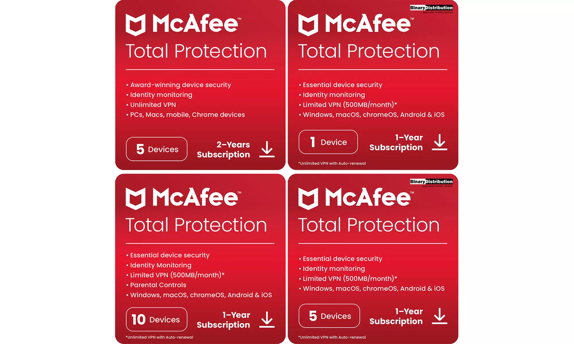 McAfee Total Protection 2024 para 1, 5 o 10 dispositivos, con vigencia de 1 o 2 años - Primary Image