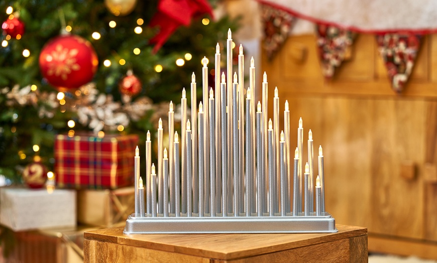 Image 1: One or Two Silver Candle Bridge with 33 LED Candles