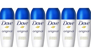 Six-Pack Dove Original Roll-On Deodorants 50ml