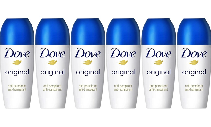 Image 1: Six-Pack Dove Original Roll-On Deodorants 50ml