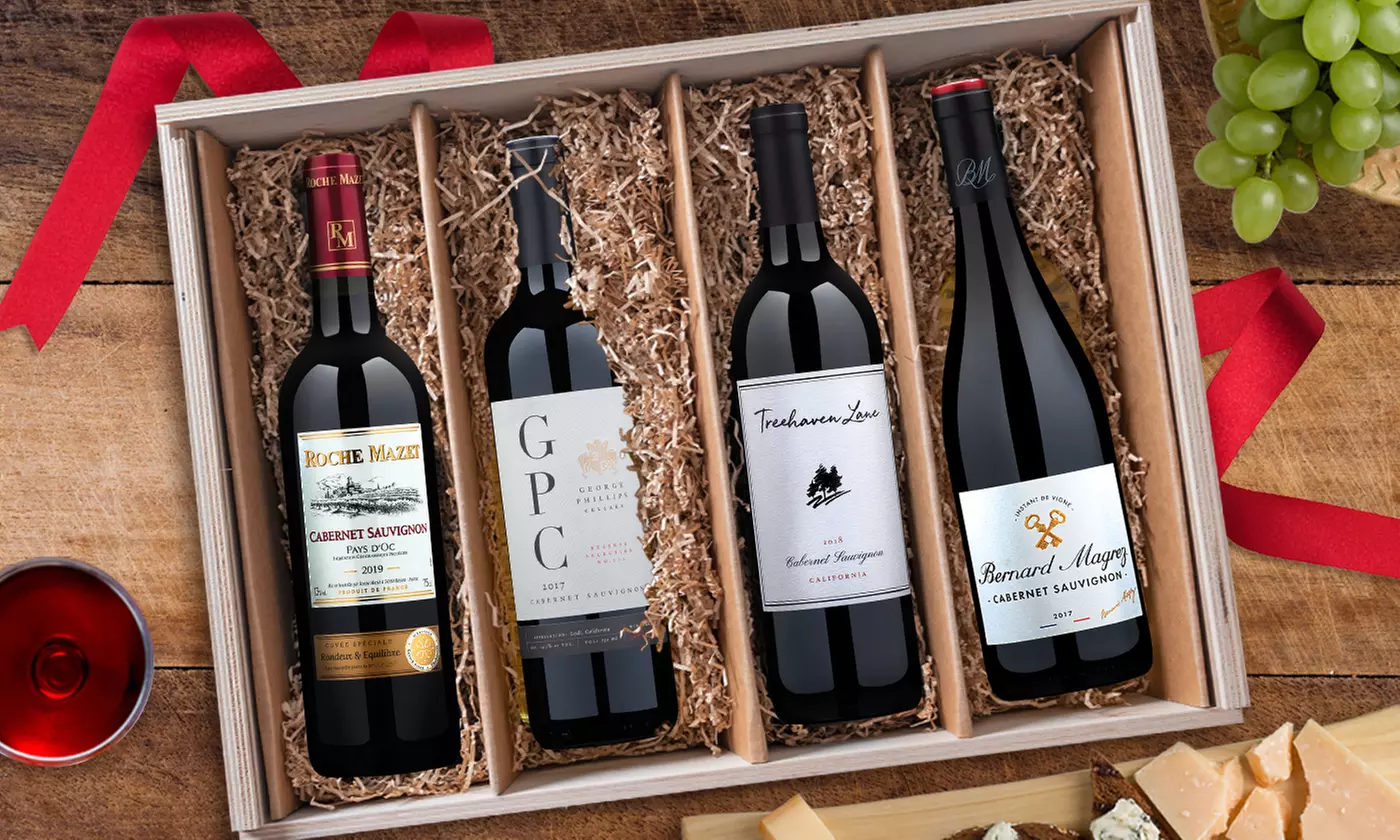 Wine Four-Pack with Collectible Wood Crate from Wine Insiders (Up to 67% Off). Four Options Available. - Primary Image