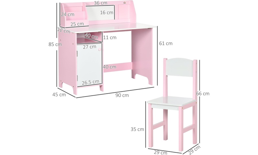 Image 9: HomCom Kid's Desk and Chair Set