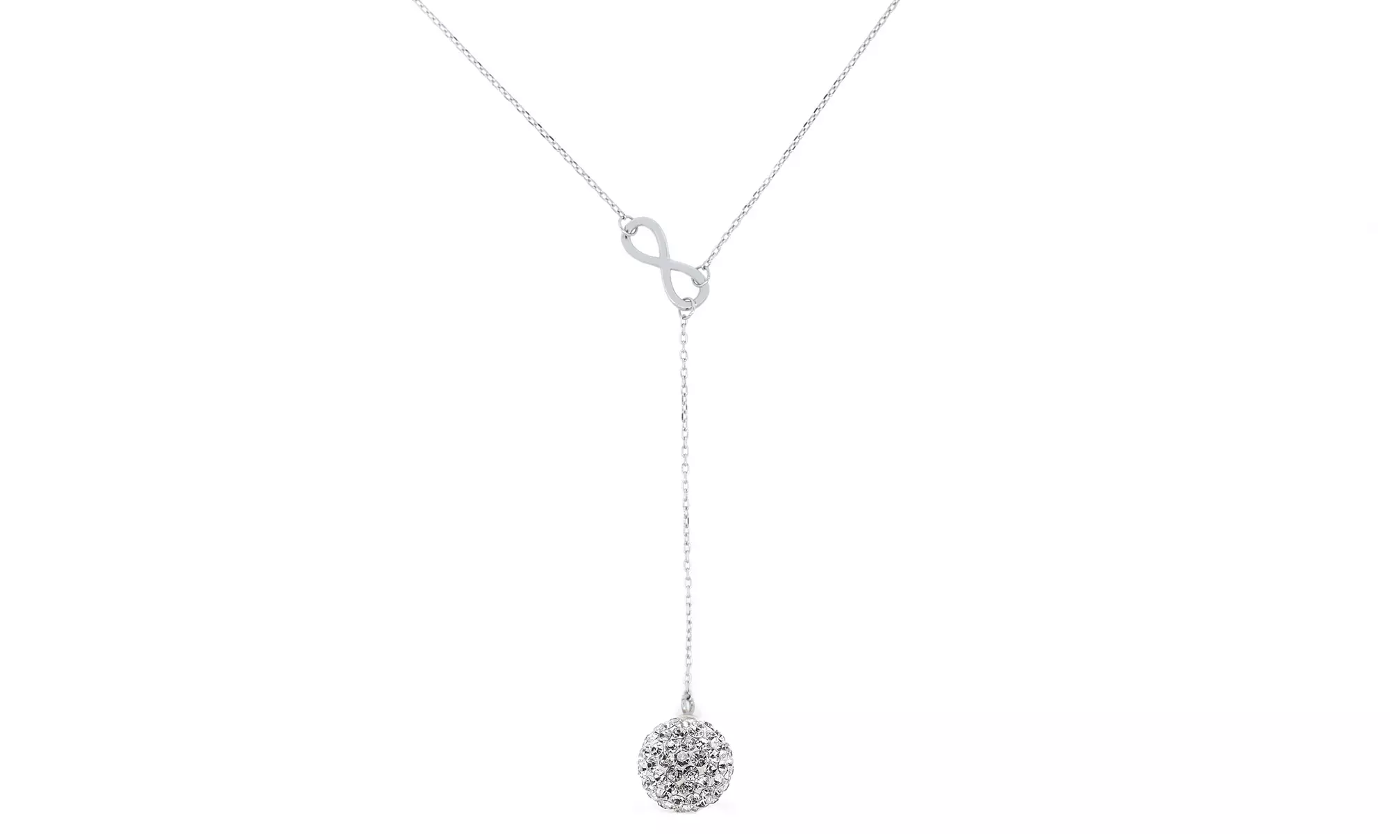 Infinity Y Swarovski Elements Necklace in Sterling Silver - Second Medium