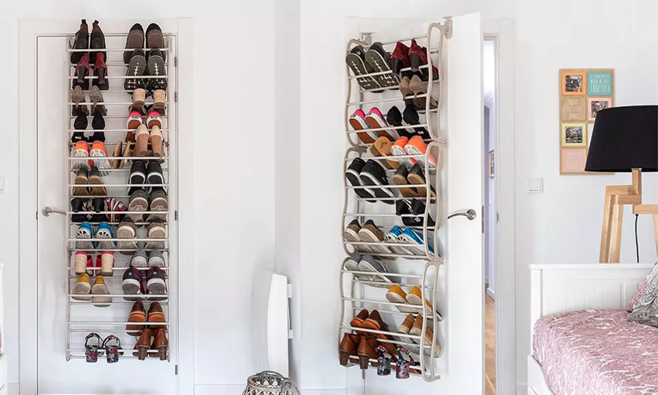 Étagère à chaussures murale et porte 36 paires gain d'espace, facile à monter - Primary Image